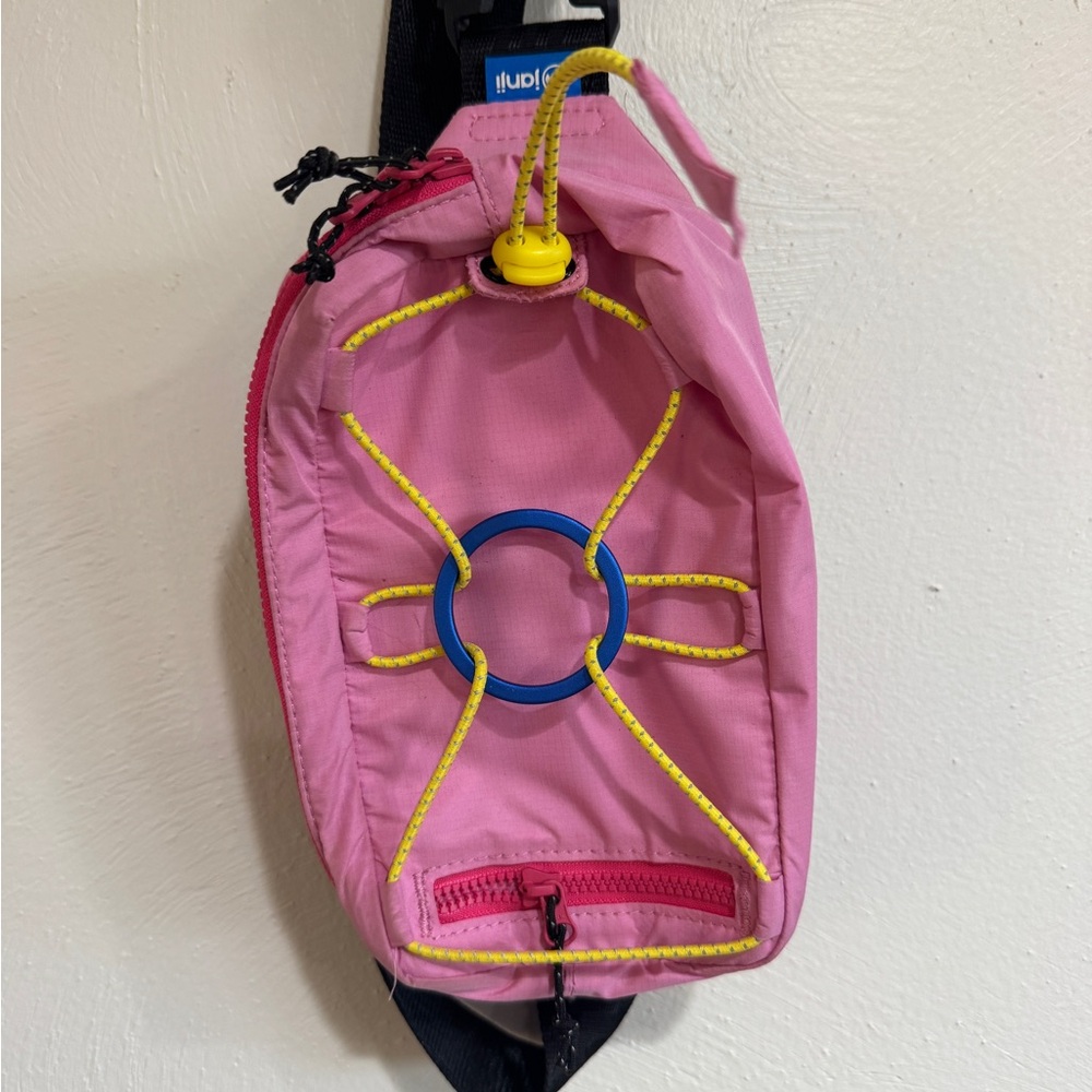 Janji Pink Backpack with Blue and Yellow Accents